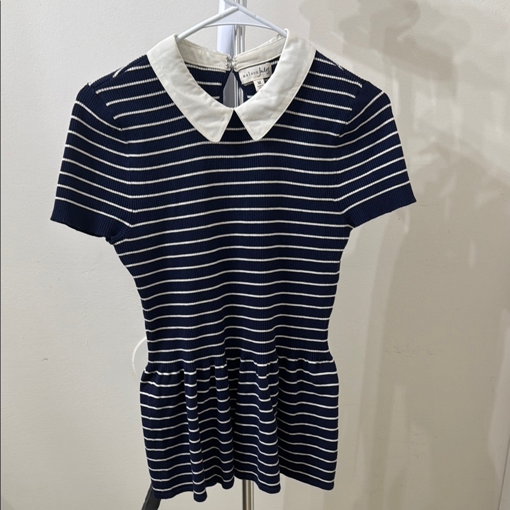 Maison Jules Navy and Cream Striped Top